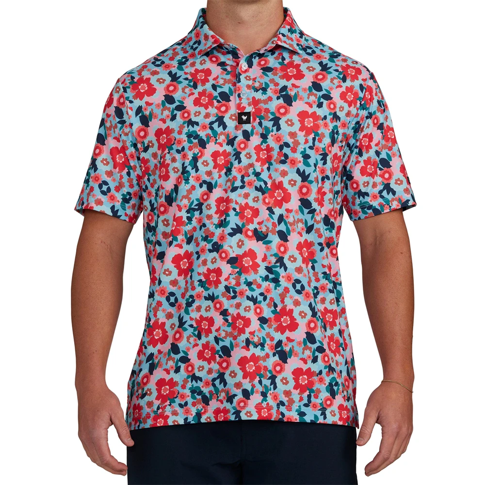 2023 Men\'s Summer Golf Wear Floral Casual Print Fashion Tops Polo Clothing Short Sleeve T-Shirt Quick Dry Breathable Polos Shirt