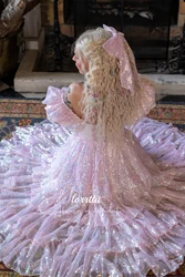 Lorrtta Graduation Gown Bar Mitzvah Dress Line A Ball Illustrated Sequined Fabric Pink Fairy Skirt Quinceanera Dresses Evening