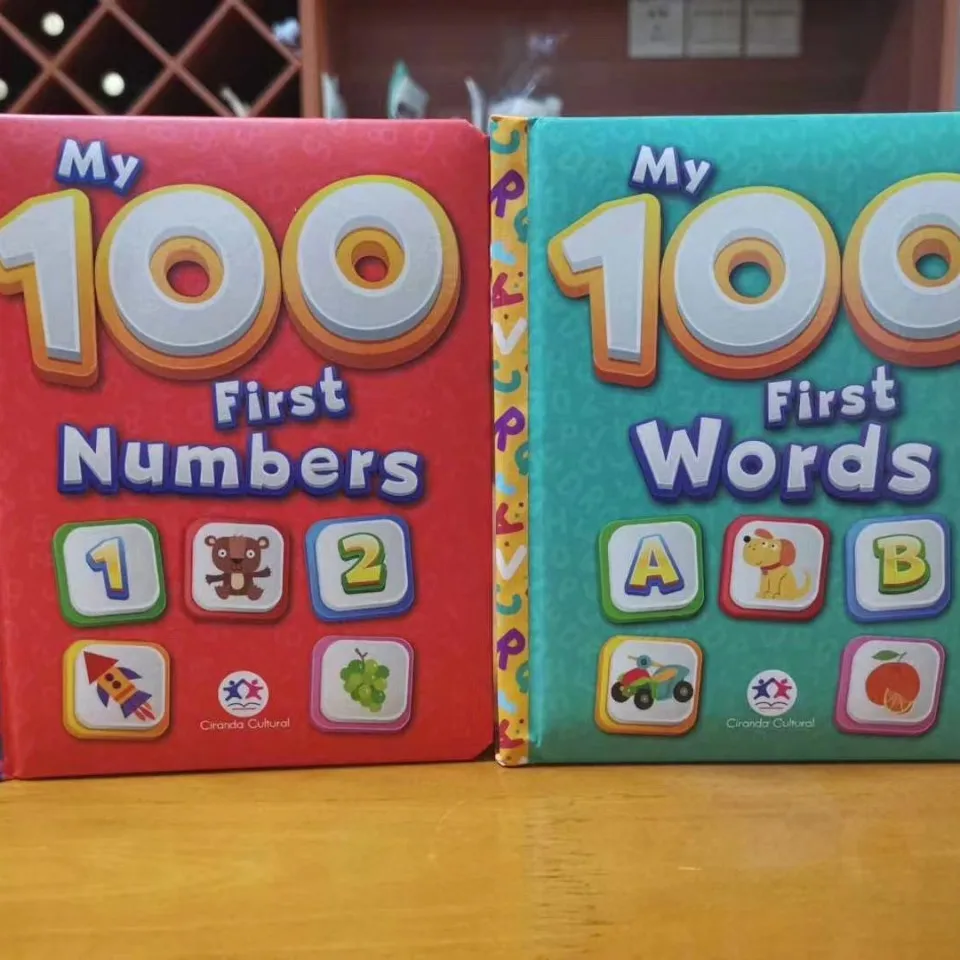 

My 100 First Words/Numbers Children's English Words Number Cognition Enlightenment Cardboard Book 2 volumes