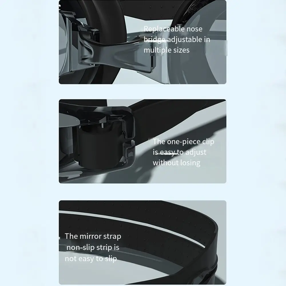 نظارات سباحة مضادة للضباب 0 ~-9.0 إطار مرآة من السيليكون نظارات سباحة قصر النظر مع حزام بنجي مرن بدون تسرب