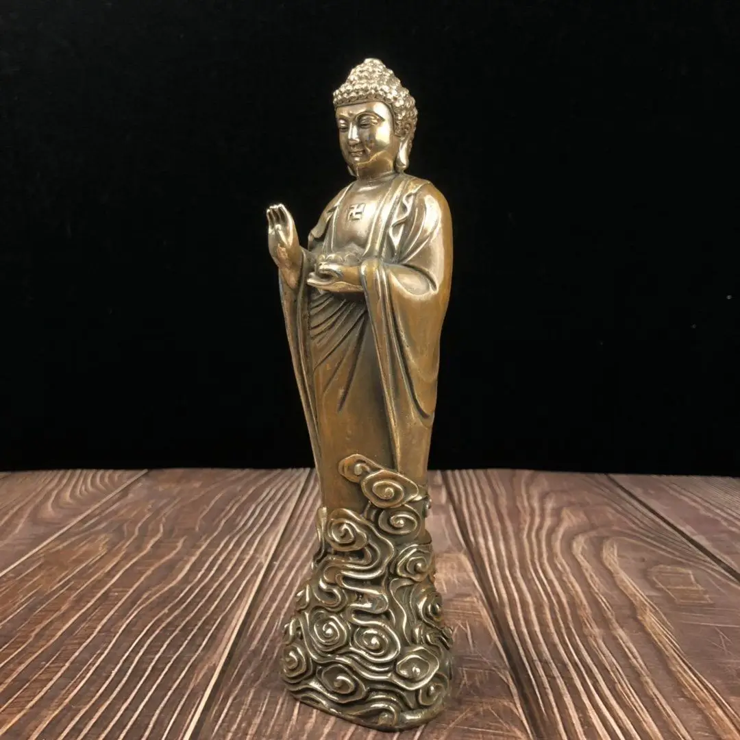Copper cloud-riding Shakyamuni Buddha Statue Buddhist Buddha Statue Office Home Decor Gift for Desk Ornament