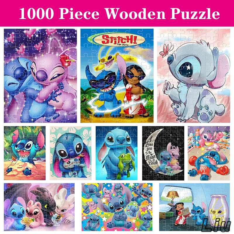 Disney Puzzles Toys Cartoon Lilo & Stitch 1000 Pieces Adults Puzzle For Adults Children Educational Toys Collection Gifts