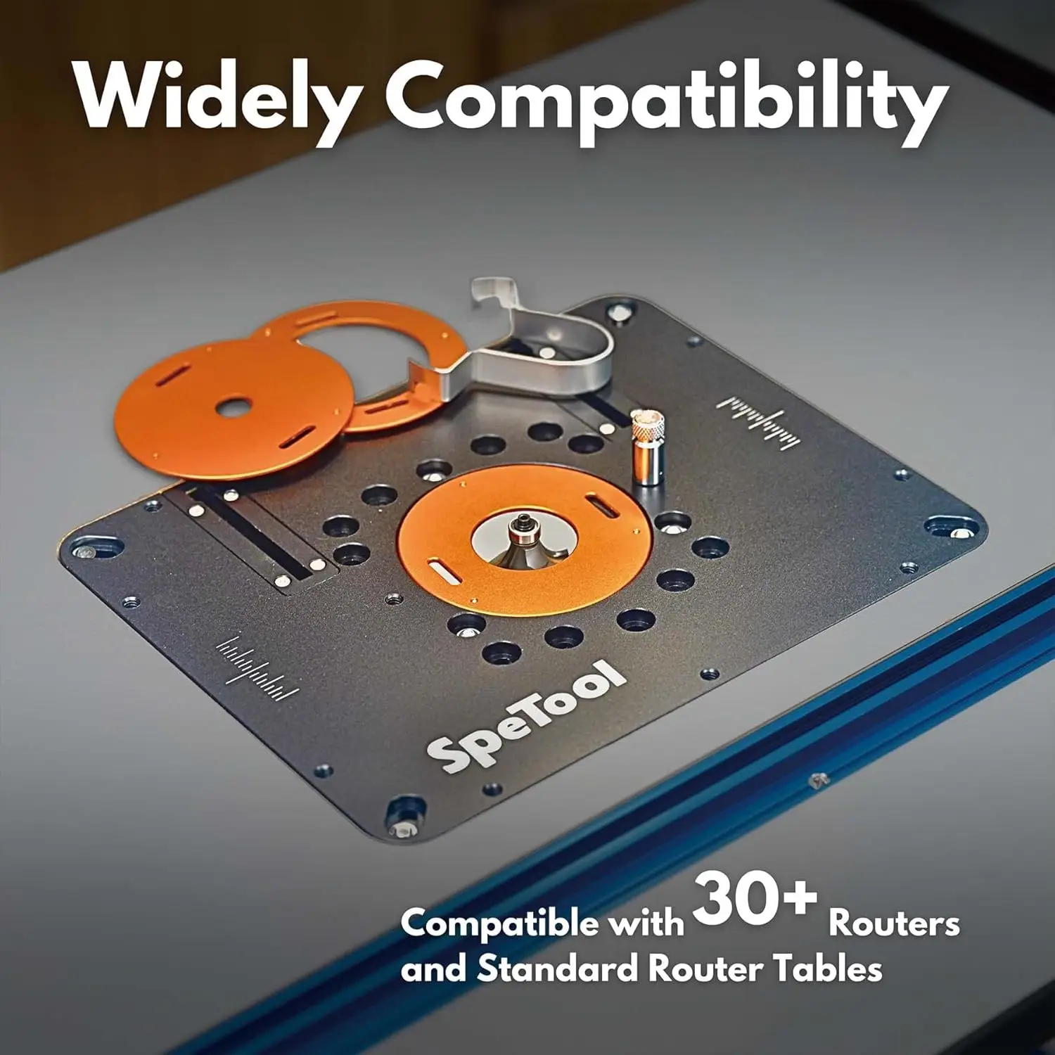 SpeTool Aluminium Router Table Insert Plate Router Plate Kit with Adjustable Dust Collection System Pre-drilled Router Plate