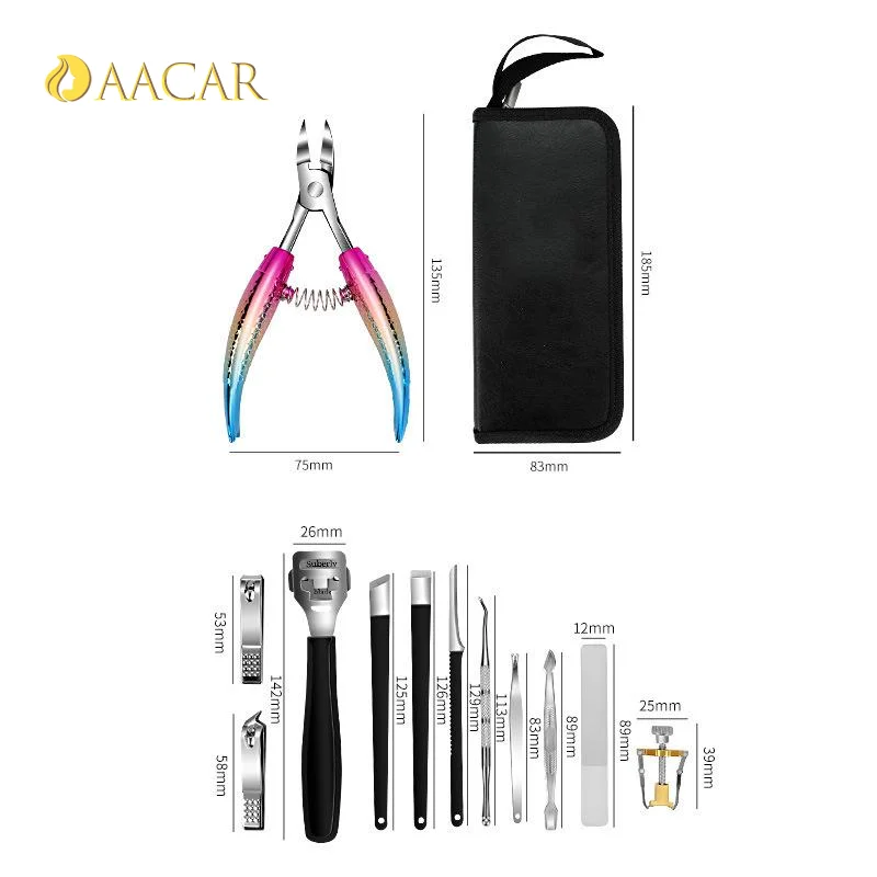 1/11PCS 스테인레스 스틸 네일 파일 키트 손톱 깎기 손톱 깎기 세트 매니큐어 도구 페디큐어 세트 가정용 휴대용 손톱 가위