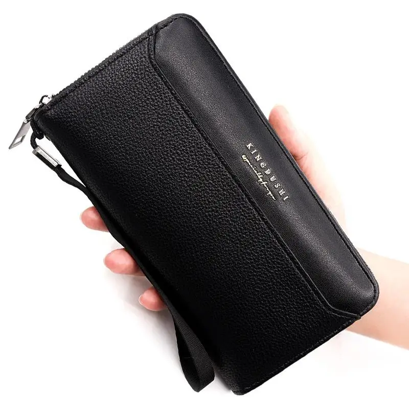 

Korean fashion men's versatile embossed pattern large capacity single pull chain wallet casual handbag mobile phone bag change
