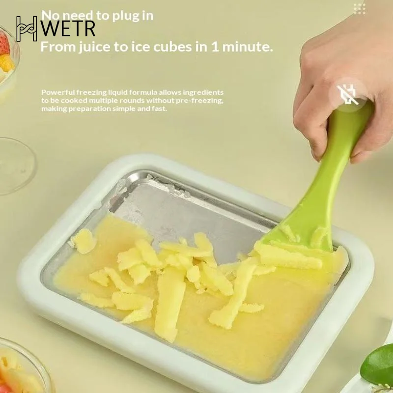 Macchina per gelato arrotolata per uso domestico Budino per yogurt fatto in casa per bambini piccoli Vassoio per ghiaccio fritto in acciaio inossidabile Macchina per friggere il ghiaccio