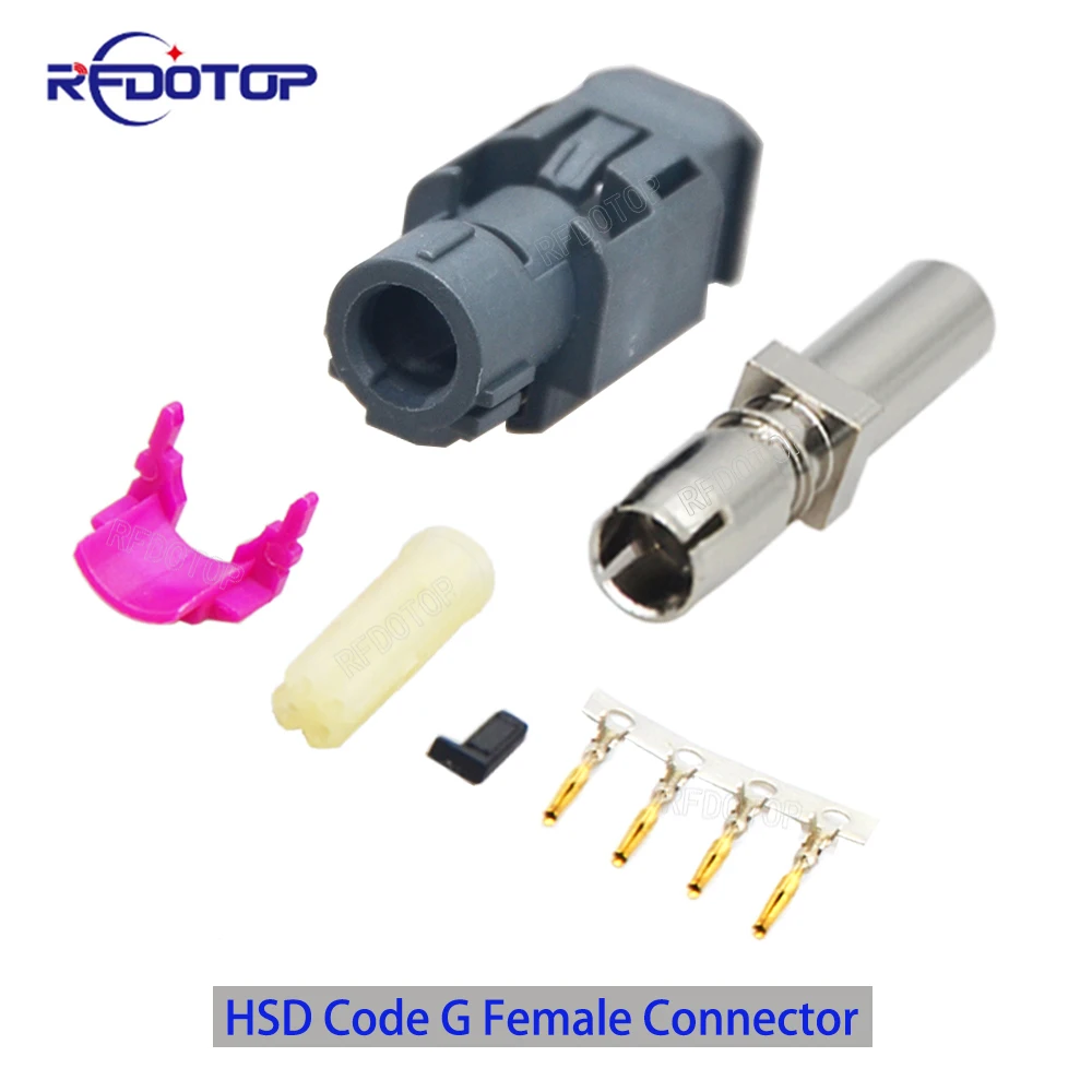 New Car Vihicle Fakra HSD LVDS 4 Pin Connector Gray Code G Female Jack Crimp for Dacar 535 4 Core Coaxial Cable