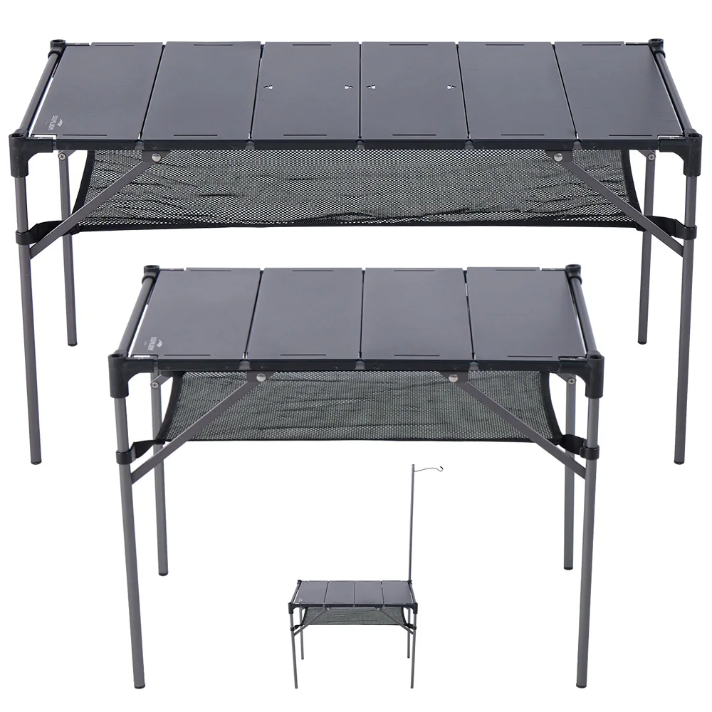 Mesa IGT expansível ultraleve - Mesa externa expansível em todas as direções com suporte de lanterna para camping, piqueniques, caminhadas