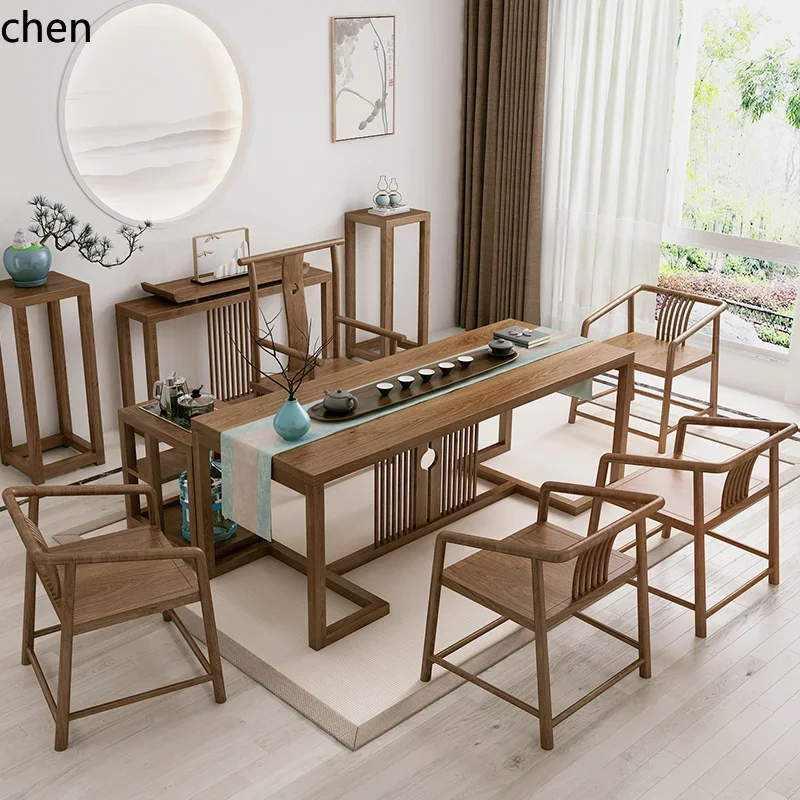 HYS solid wood tea table and chair combination simple living room modern office new Chinese kung fu tea table