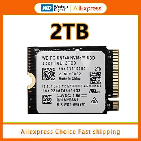 웨스턴 디지털 WD SN740, 2TB M.2 SSD, 2230 NVMe PCIe Gen 4x4 SSD, 마이크로소프트 서피스 프로 X 서피스 노트북 3 스팀 데크용