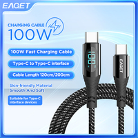 Eaget PD 100W Fast Charger Cable USB C to Type C Cable Real-time Display Charging Cord for iPhone15 Samsung Xiaomi Laptops Phone