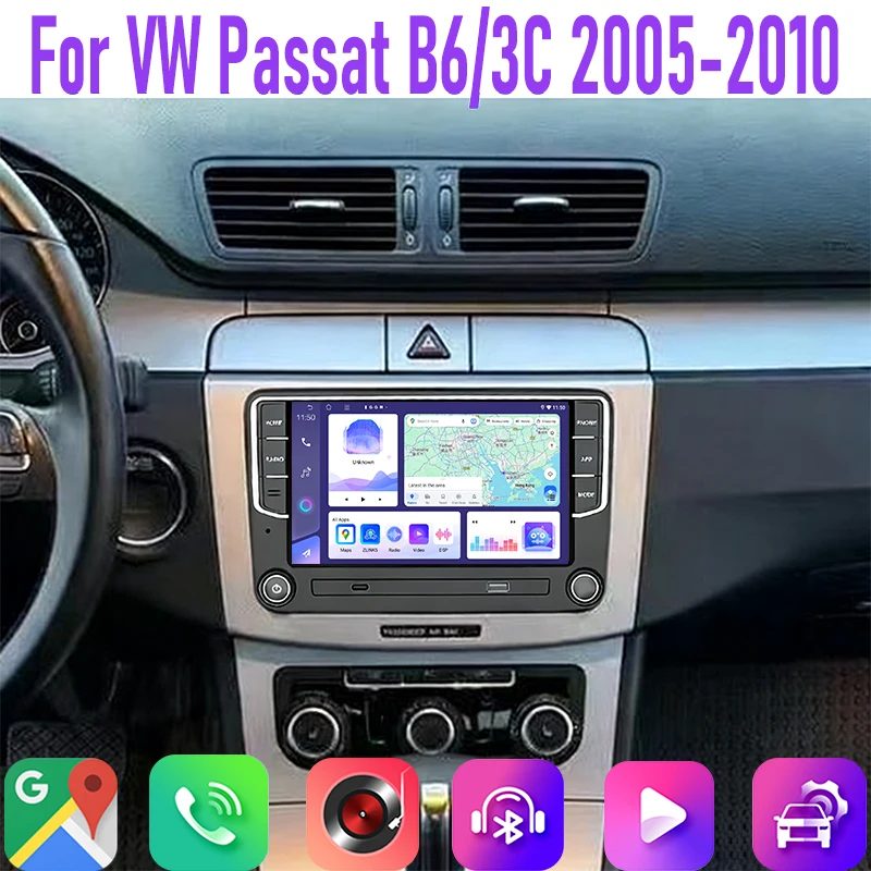 

7" 4GB+64GB For VW Passat B6 2005-2010 Car Radio Steering Wheel Control Google Map Head Unit GPS Reversing Image Rear Camera