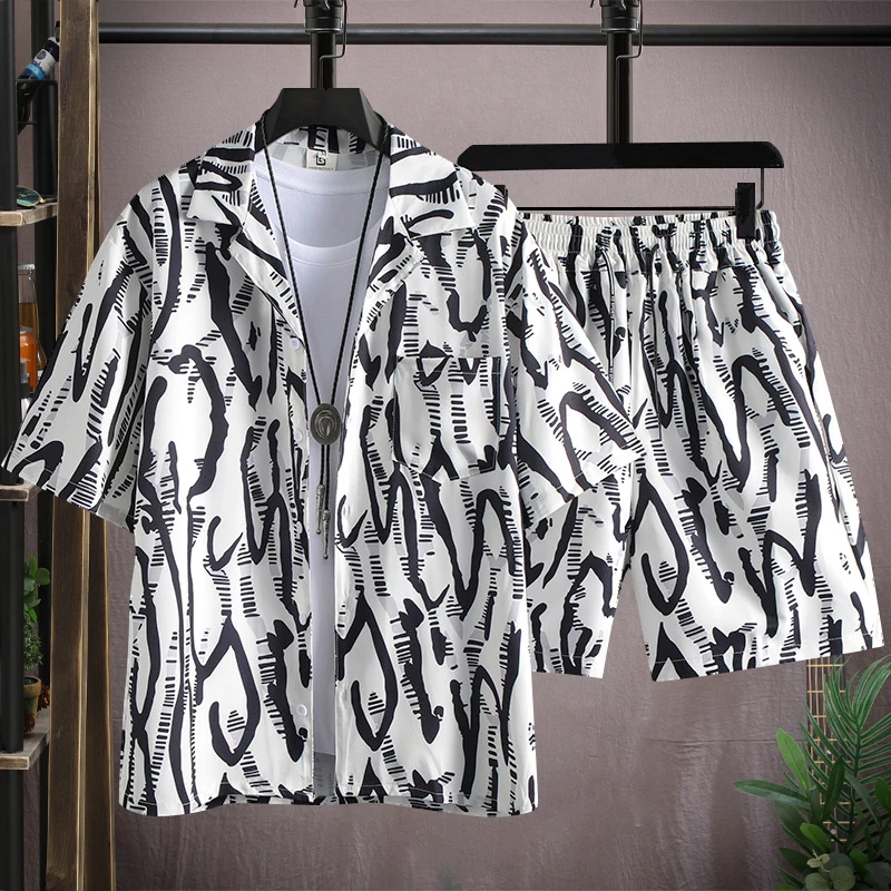 

shirt+Shorts 2026 Summer Men'S Fashion Trend Loose Large Size short Sleeves shirt men Breathable Casual High Quality Beach Suit