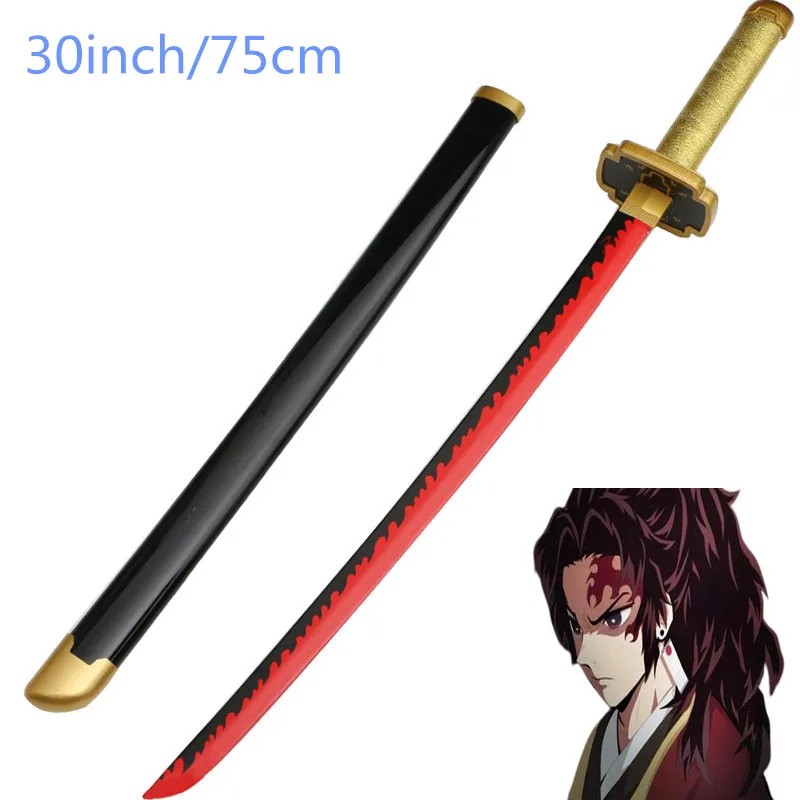 

Cosplay 30inch Tsugikuni Yoriichi Wood Katana Weapon 75cm Role Play Kamado Tanjirou Sword Model