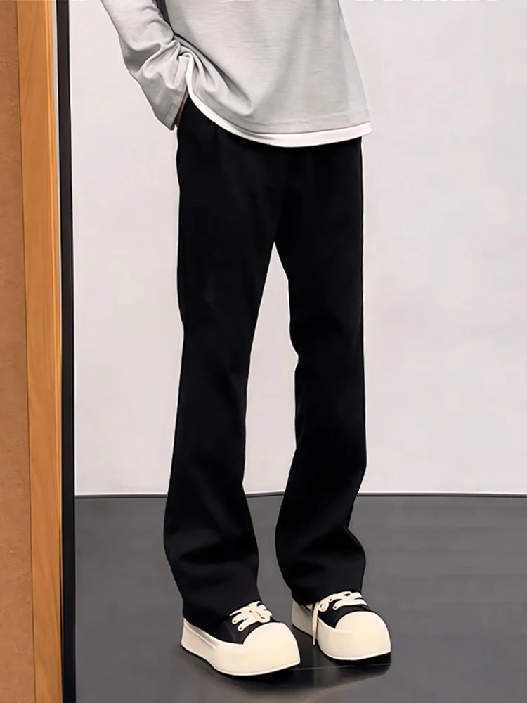 

Мужские джинсы из чистого черного денима с флисовой подкладкой, прямого кроя, стрейч, осенне-зимние, в уличном стиле, облегающие, повседневные