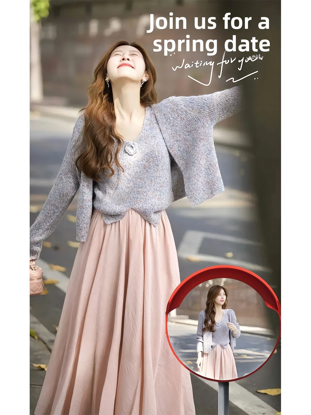 

Spring Faion plus Size Knitted Cardigan Vest Skirt Set Women's Casual Sle Tee-Piece Suit V-Ne Long Sve Polyester