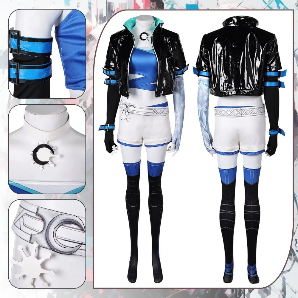 Rivals Luna หิมะคอสเพลย์ Fantasia เครื่องแต่งกายปลอมตัวสําหรับผู้หญิงเสื้อกางเกงขาสั้นถุงมือชุดสวมบทบาทฮาโลวีน Carnival เสื้อผ้า