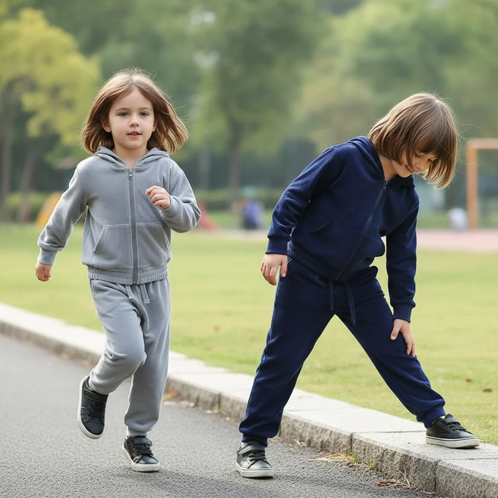

Детский зимний спортивный костюм с капюшоном для мальчиков и девочек, спортивный комплект, однотонная повседневная одежда, термоветрозащитная спортивная одежда с капюшоном