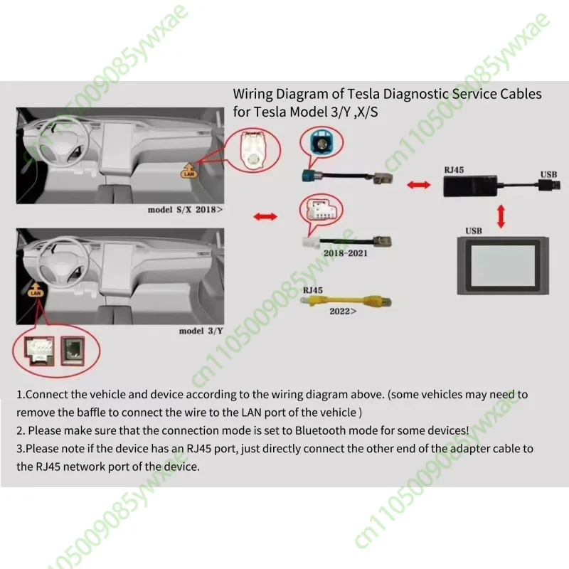 جديد 1.5 متر كابلات الخدمة التشخيصية إيثرنت لعلبة الأدوات تسلا نموذج 3 / Y نموذج S/X 1137658-00-A 1137658-00-C أداة إصلاح #6