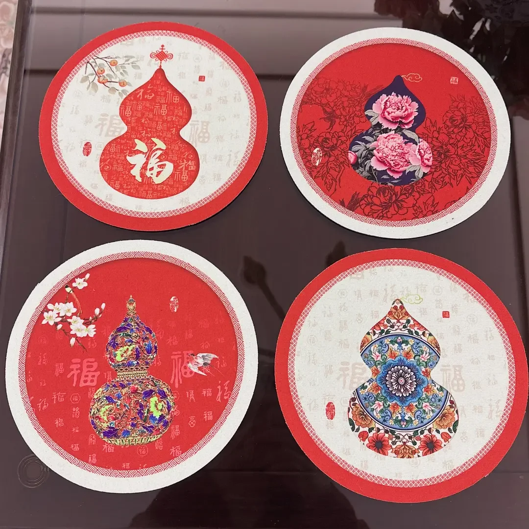4PCS New Chinese Style Diatomite Coasters Absorbent Kitchen Table Mats for Bar Counter