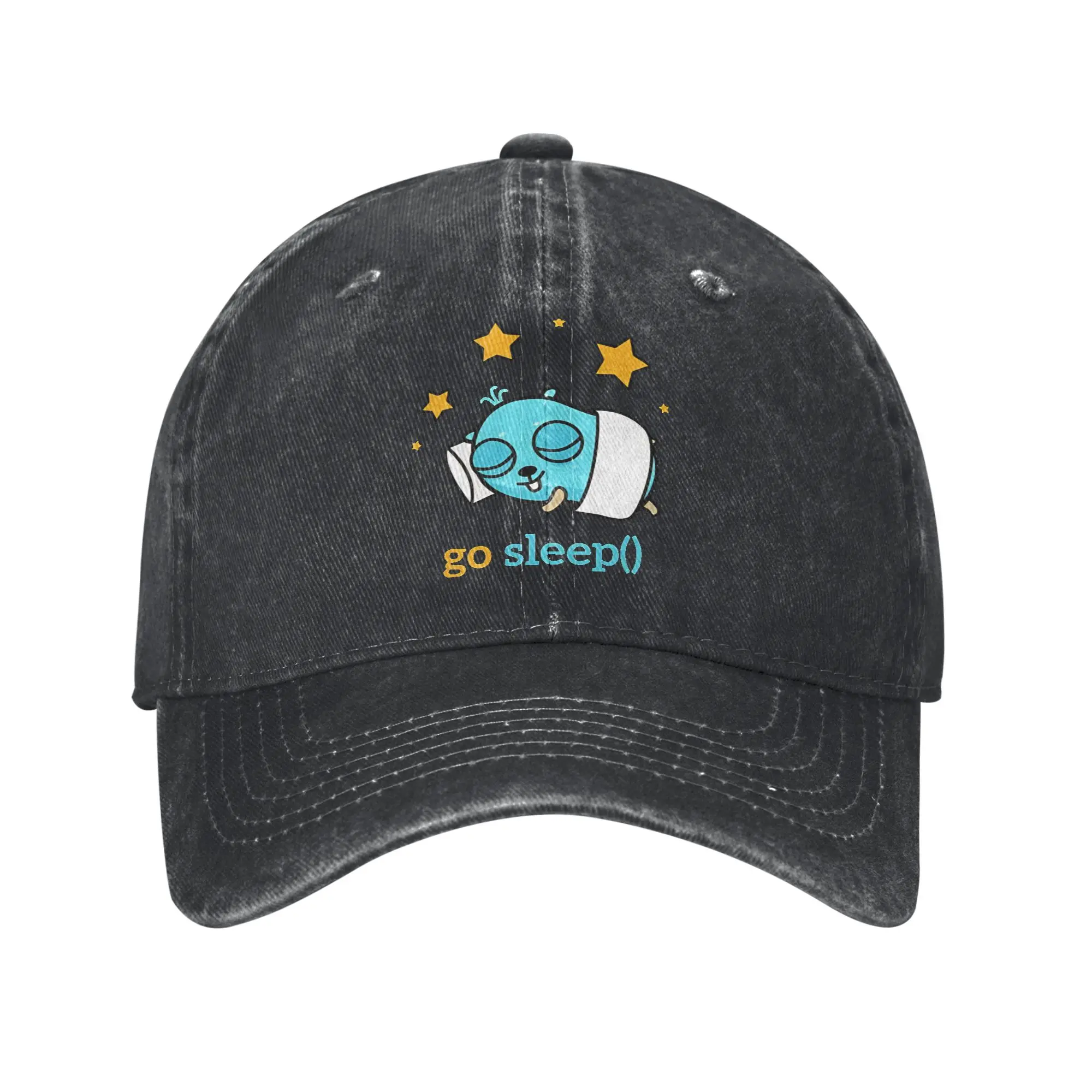 golang gopher sleep  Printed Cap Men Women Cotton  Trucker Hat Daily Headwear Baseball Cap Adjustable