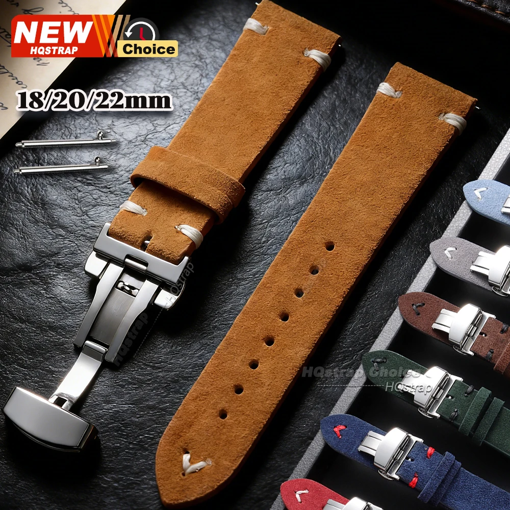Bracelet en daim souple 18mm 20mm 22mm avec fermoir papillon, bracelets de remplacement universels pour femmes et hommes, bracelet pour montre Seiko, bracelet pour Rolex