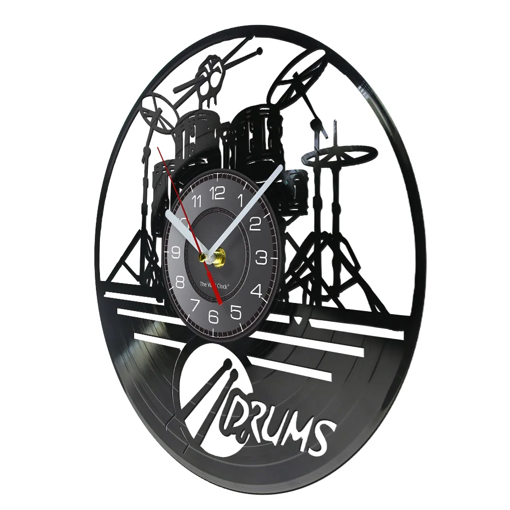 Drummers Personalized Drum Wall Clock Music Instrument Drum Kit Wall Decor Vinyl Record Wall Clock Music Lover Drummers Gift