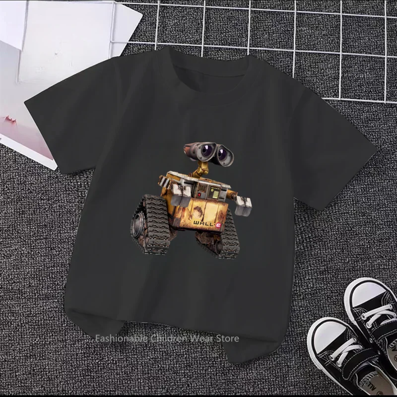 

WALL-E Hits the Disney Summer Scene! Adorable Robot Prints on Stylish Hip-Hop Kawaii O-neck T-shirts Perfect for Boys and Girls