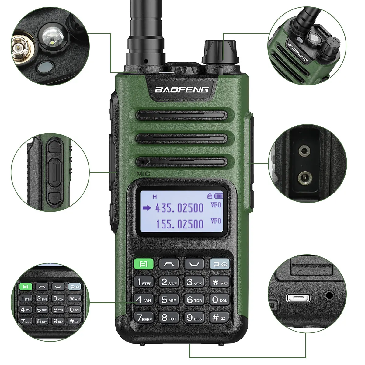 BaoFeng UV-13 PRO V2 고출력 듀얼 밴드 워키토키, C 타입 충전기, 50 km 장거리 송수신기, 햄 양방향 라디오, 2 개