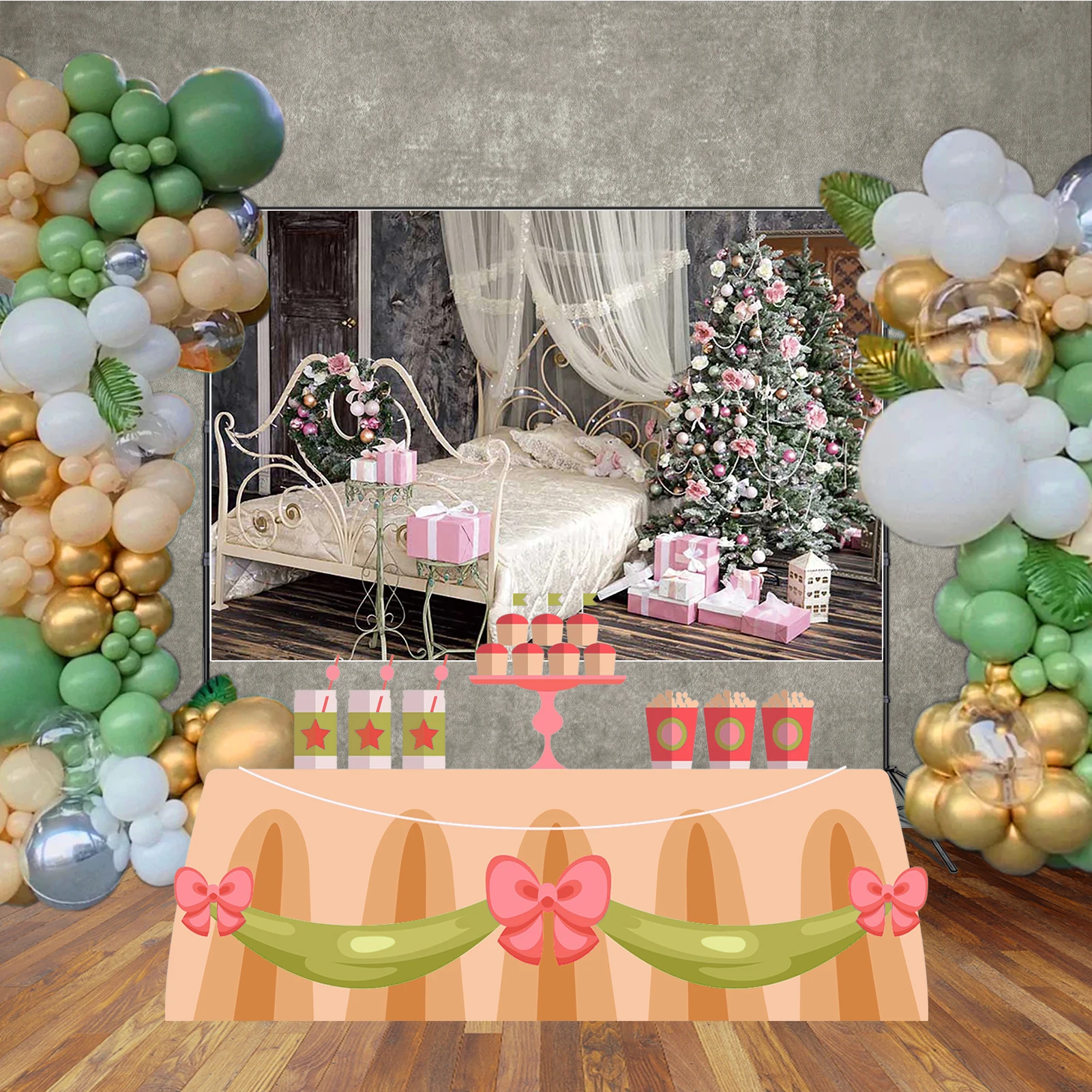 MOON.QG 새해 이브 장식 벽난로 사진 배경 소파 선물 라이트 벽 기념일 사진 촬영 액세서리