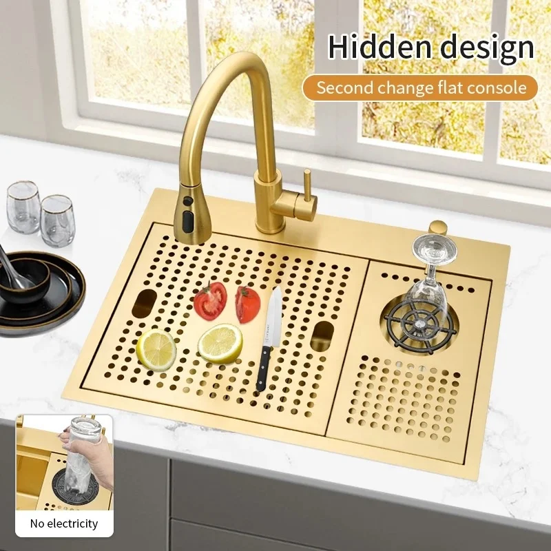 Samtou Hot selling multifunctional nano gold commercial restaurant kitchen sink with faucet