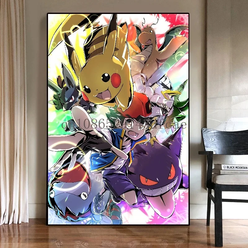 Classic Pokemon Anime Cartoon Canvas Painting Pikachu Charizard Poster Print Mural High Quality Picture Wall Art Home Decor Gift