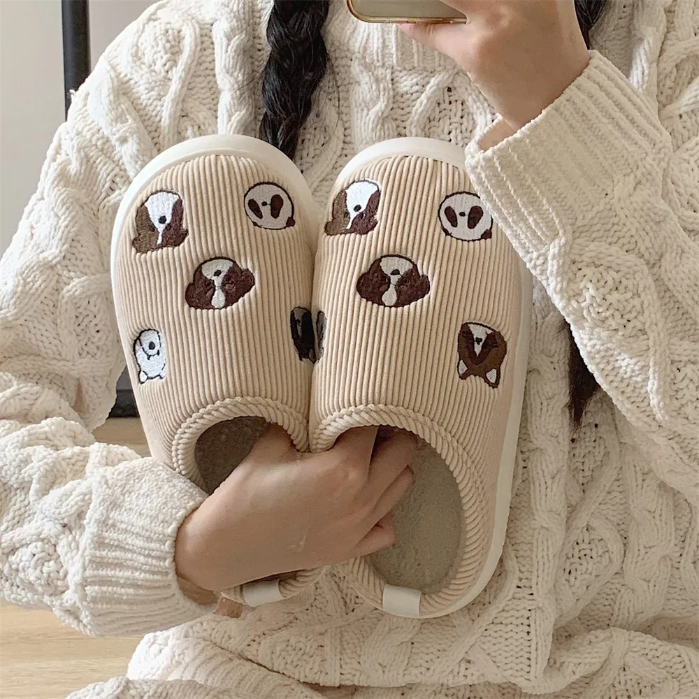 Winter Footwear Flat New Women Thick Indoor Home Non Slip Versatile House Shoes Warm Plush Cotton Slippers For Men