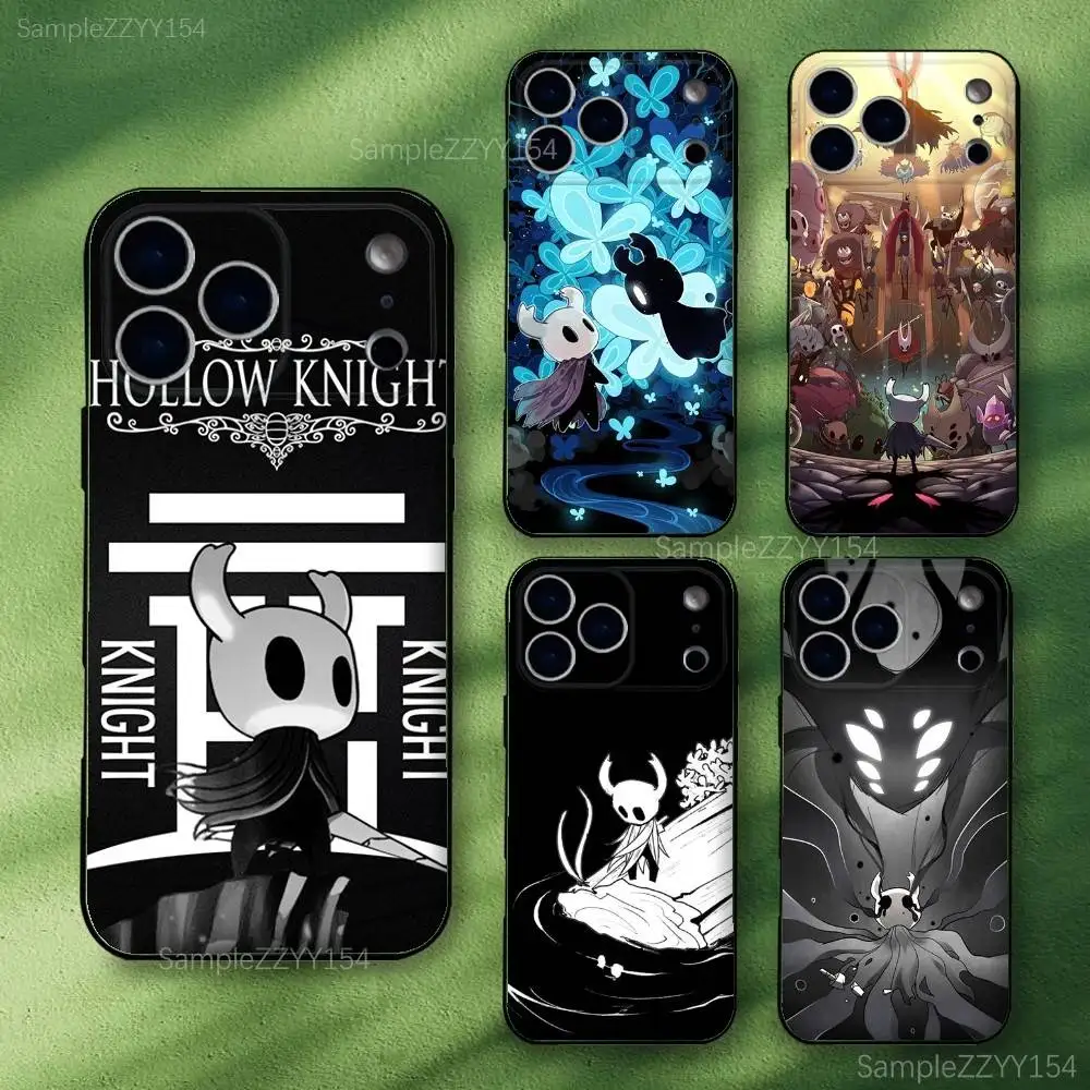 

H-Hollow Knight Game Phone Case For iPhone 17,16,15,14,13,12,Pro,Max,Plus,E,SE4,Air,Mini Black Soft Funda