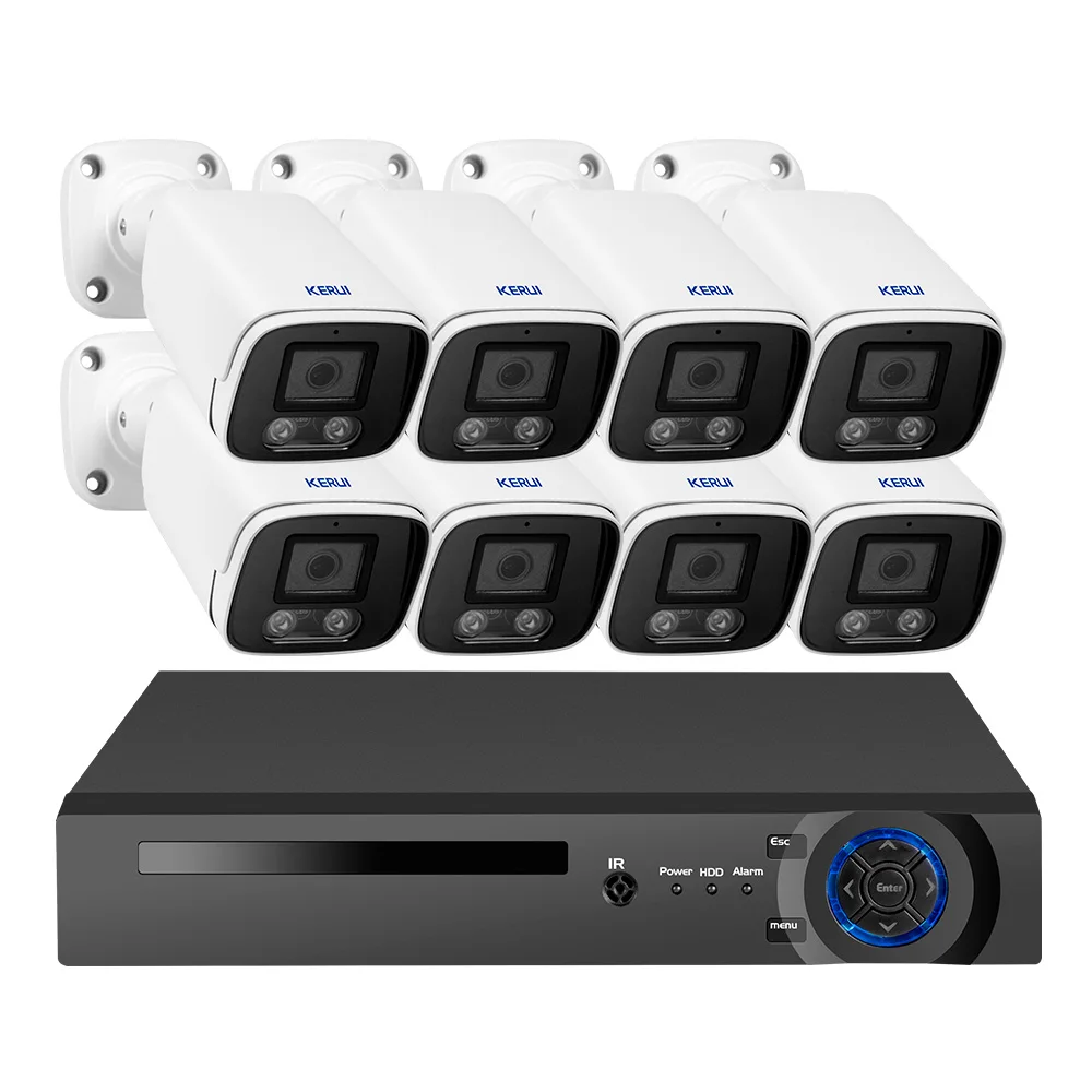 KERUI 8CH POE NVR Kit HD 4MP Waterproof Surveillance Camera System with Dual Lens PTZ WIFI IP Home Security Video CCTV