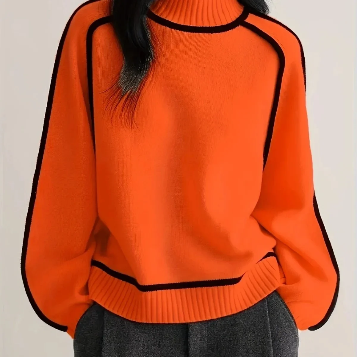 Turtleneck Sweater 2025 Autumn Winter New Women's Loose Patchwork Knitted Sweaters pullover Female Soft Warm Thick Casual Top