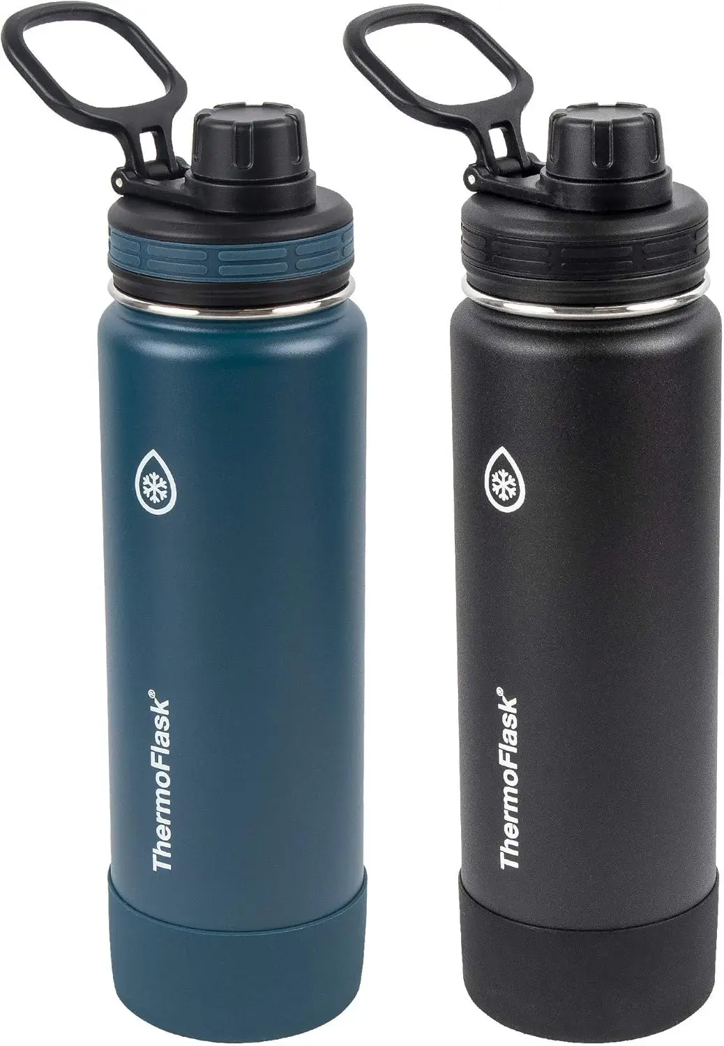 

Stainless Steel Water Bottle with Spout Lid - 24 oz, Double-Wall Insulated, BPA-Free, Leak-Proof, Mayan Blue/Black (2 Pack)