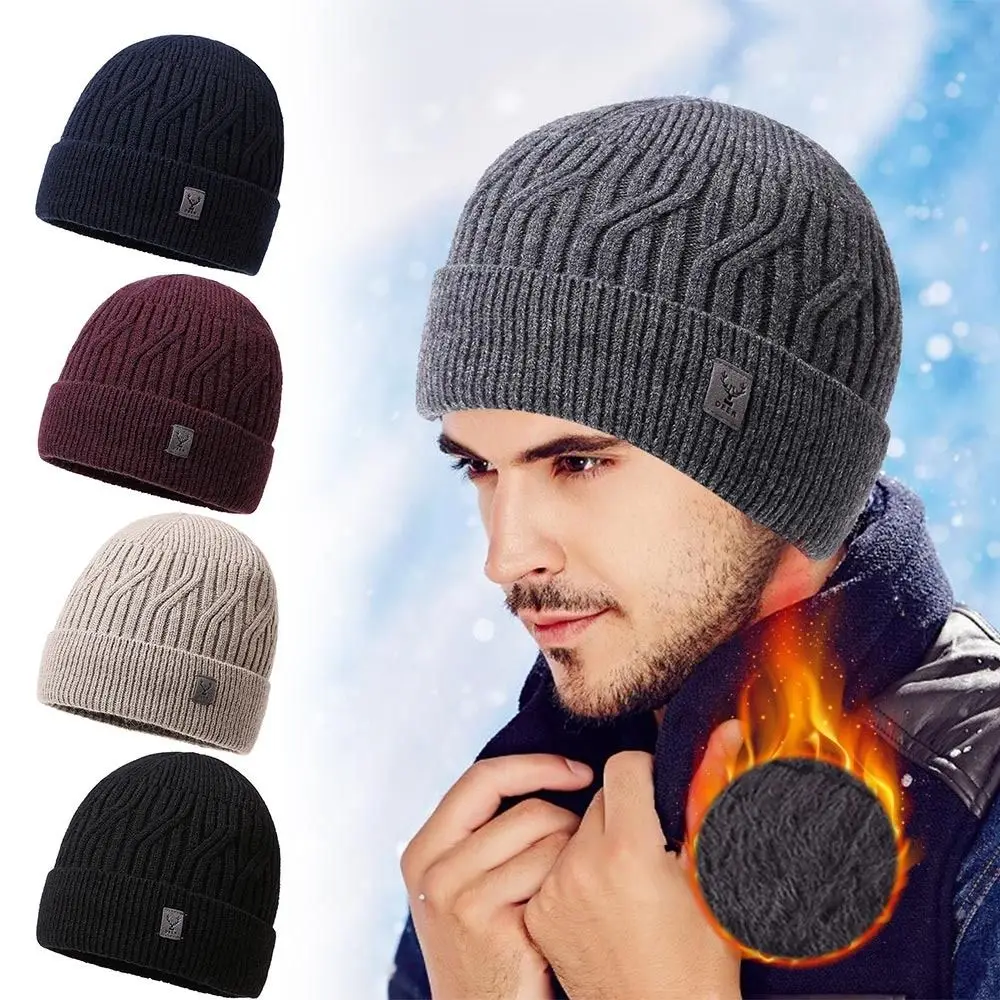 Ear Protection Soft Wool Knitted Hat Thickened Windproof Skullies Beanies Cap Autumn Winter Hat Cycling Skiing