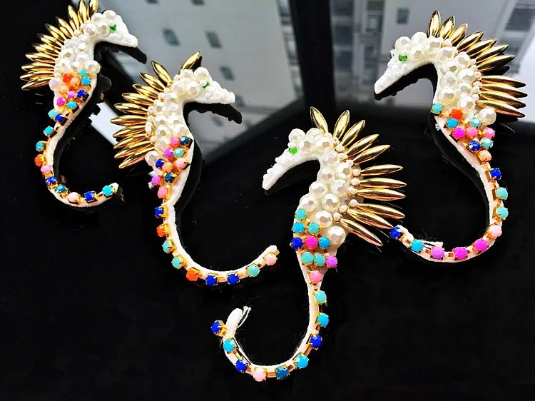 

Нашивки из бисера в виде морского конька, вышитые, пришивные, аппликации для одежды