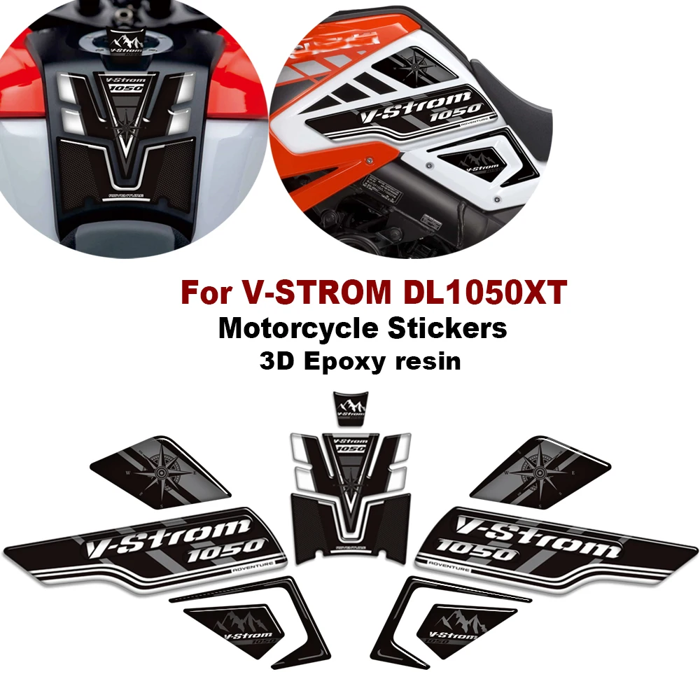 

﻿3D resin Motorcycle Tank pad stickers protection decals kit For Suzuki V STROM VSTROM DL 1050 XT 1050XT DL1050 Adventure