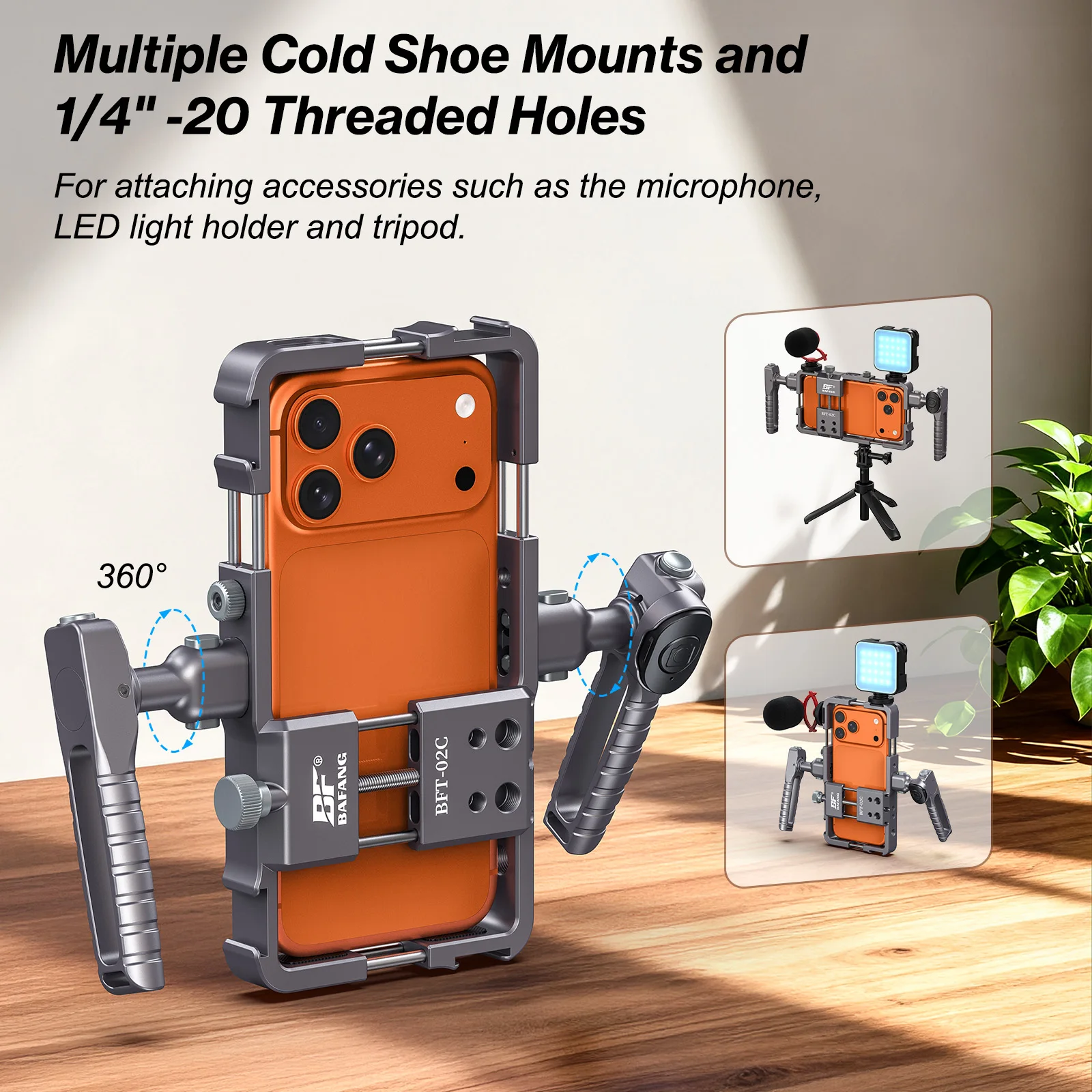 قفص أرنب للهاتف المحمول من سبائك الألومنيوم لهاتف آيفون 17 برو ماكس 17 17 برو فلتر بنك الطاقة الخفيف القابل للتوسيع #2