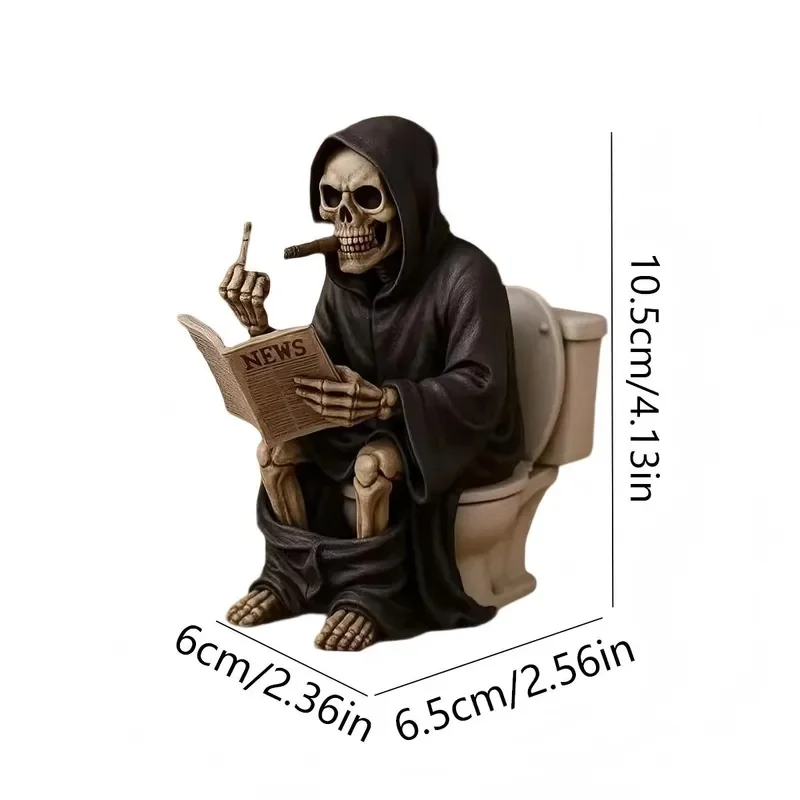 New Middle Finger Toilet Death God Statue Resin Craft Ornament Halloween Decoration Gift Small Gift