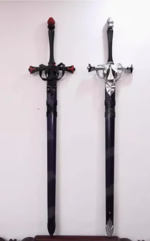 

[Funny] 115cm Cosplay Fate Stay Night Saber Arthur Pendragon Black White Excalibur Sword weapon wooden Sword Anime Costume party