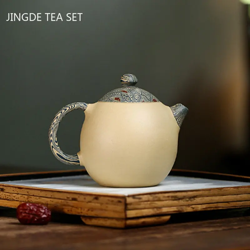 Boutique Purple Clay Tea Pot Chinese Yixing Dragon Egg Filter Teapot Authentic Section Mud Handmade Beauty Tea Infuser 190ml