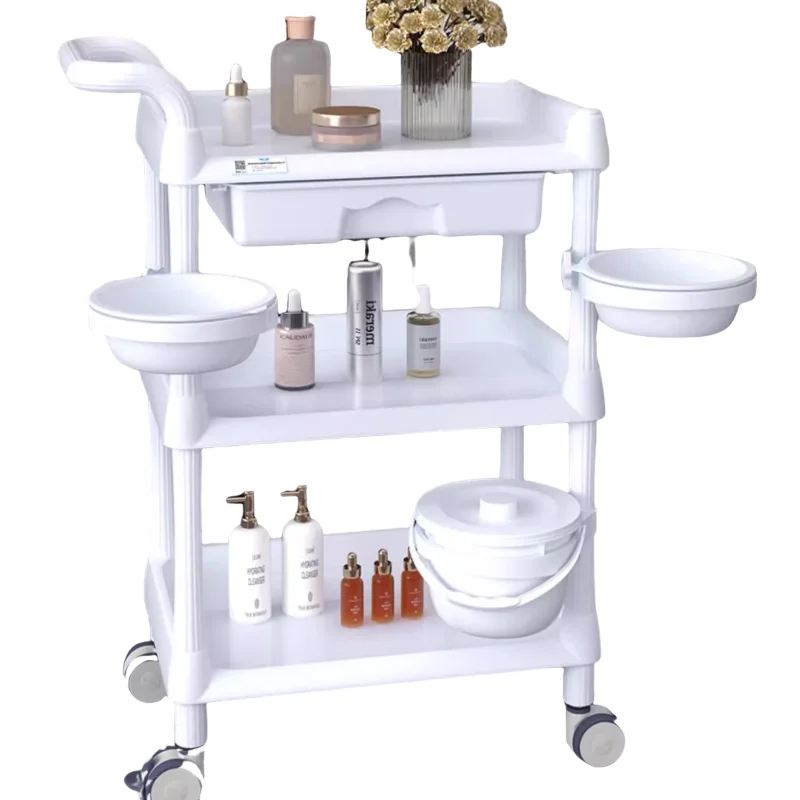 Auxiliary Cart with Drawers Hairdressing Manicure Portable Trolley  Aesthetics Cosmetic Table Wheels Salon Carro Peluqueria