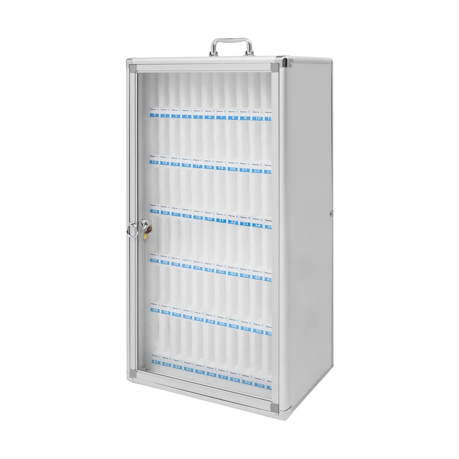 72 Slots Aluminum Alloy Pocket Chart, Cell Phone Locker for Classroom, Storage Cabinet for Cell Phones, Wall-Mounted with a Locked - view 3
