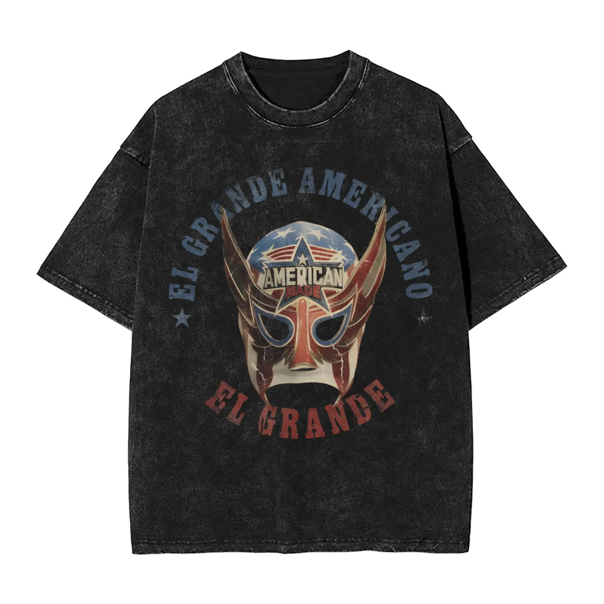 El Grande Americano Pro Wrestling  T Shirt Hip Hop Washed 100% Cotton Harajuku T-Shirt  Cool for Men Women Streetwear