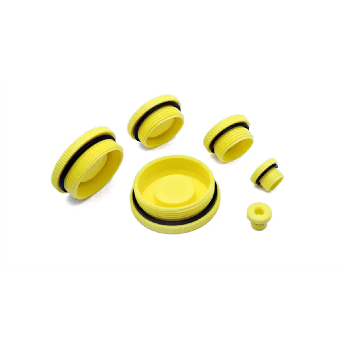 غطاء بلاستيكي سداسي أصفر ملولب أسطوانة المضخة الهيدروليكية مانعة للتسرب ومقبس مانع للتسرب