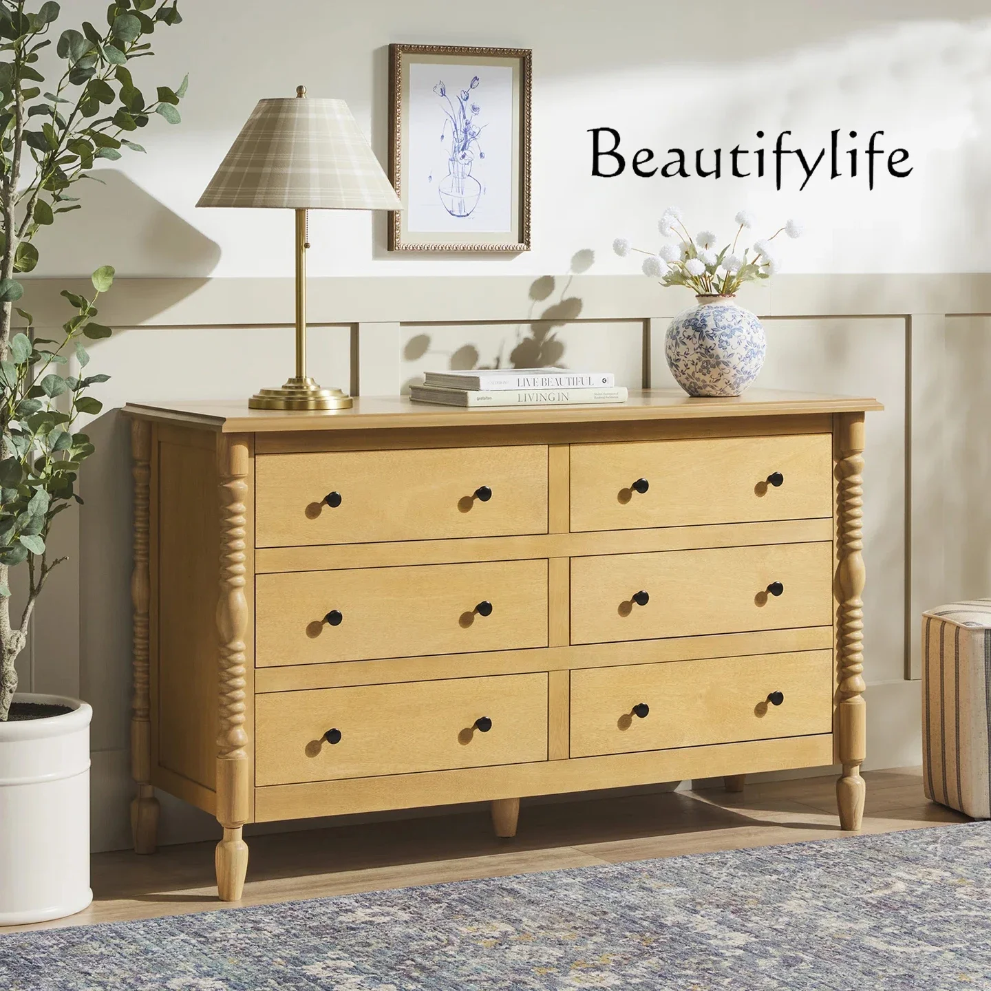 DA American retro solid wood French antique style living room against the wall locker bedroom bedside storage