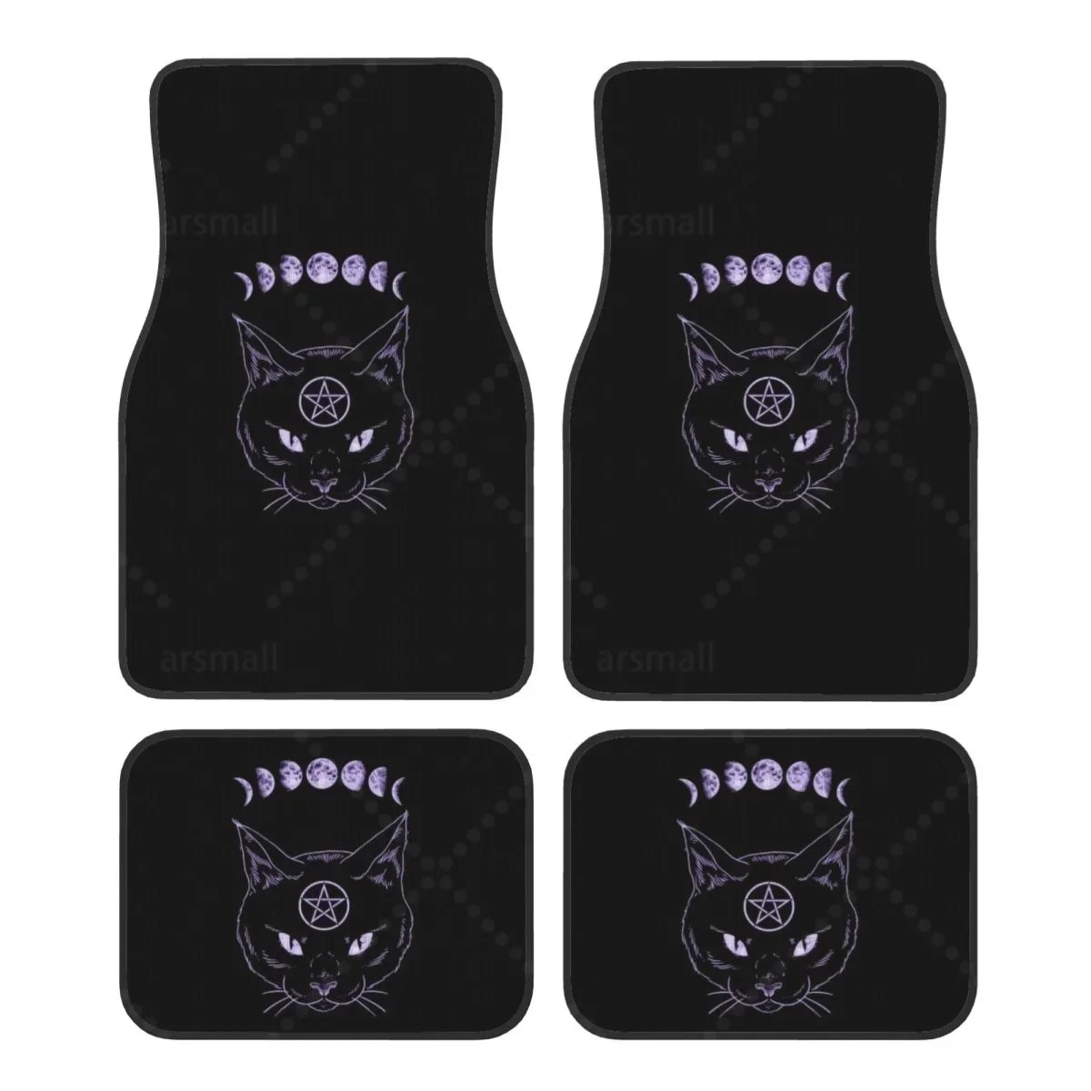 

Black Hail Cat Moon Car Floormat Heavy Duty Front Rear Rubber Floor Mats Carpet Floor Protection Fits Most Vehicles